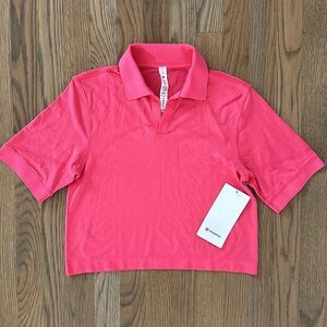 Lululemon Swiftly Tech Polo Shirt sz 4 Women’s Relaxed Fit Lip Gloss Pink Mesh